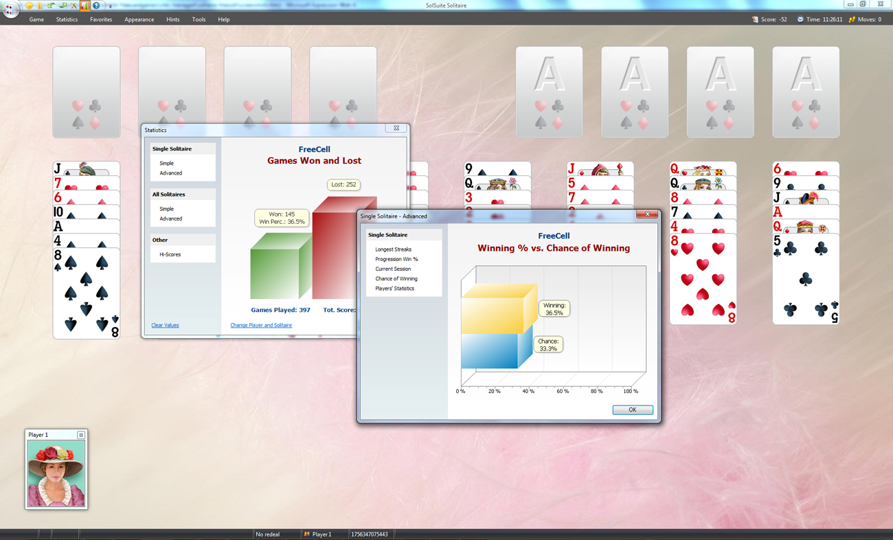 SolSuite Solitaire - Statistics Screenshot