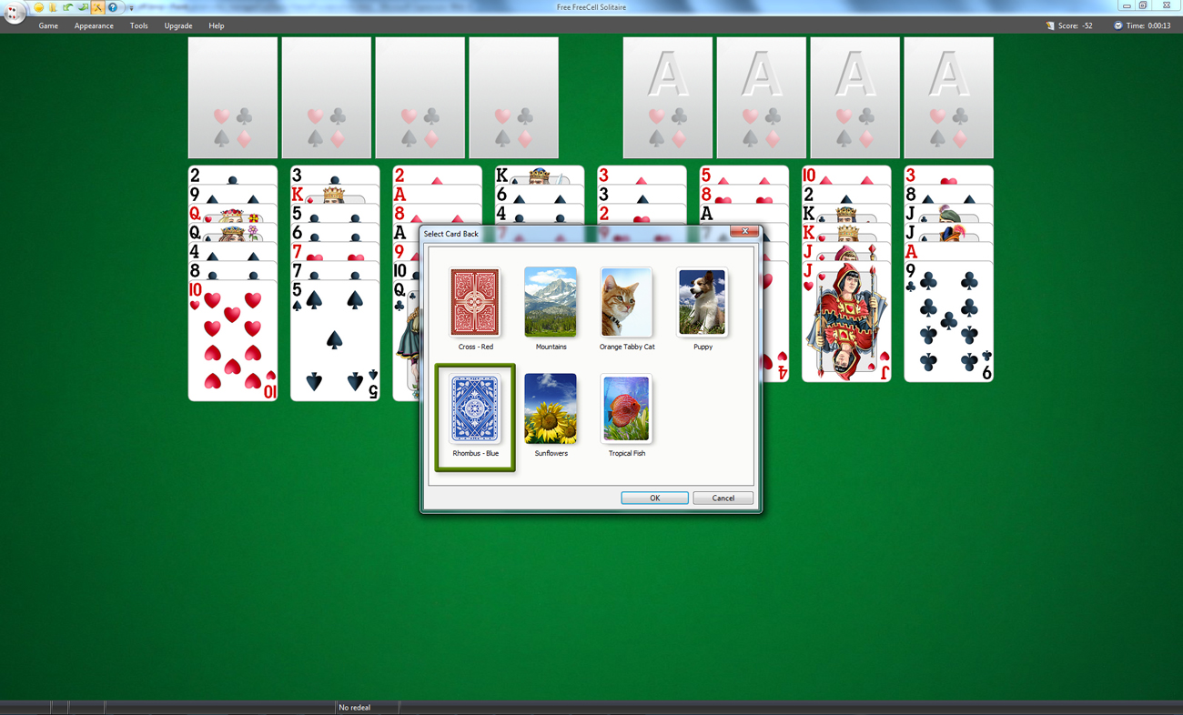 Free FreeCell - Select a Card Back screenshot